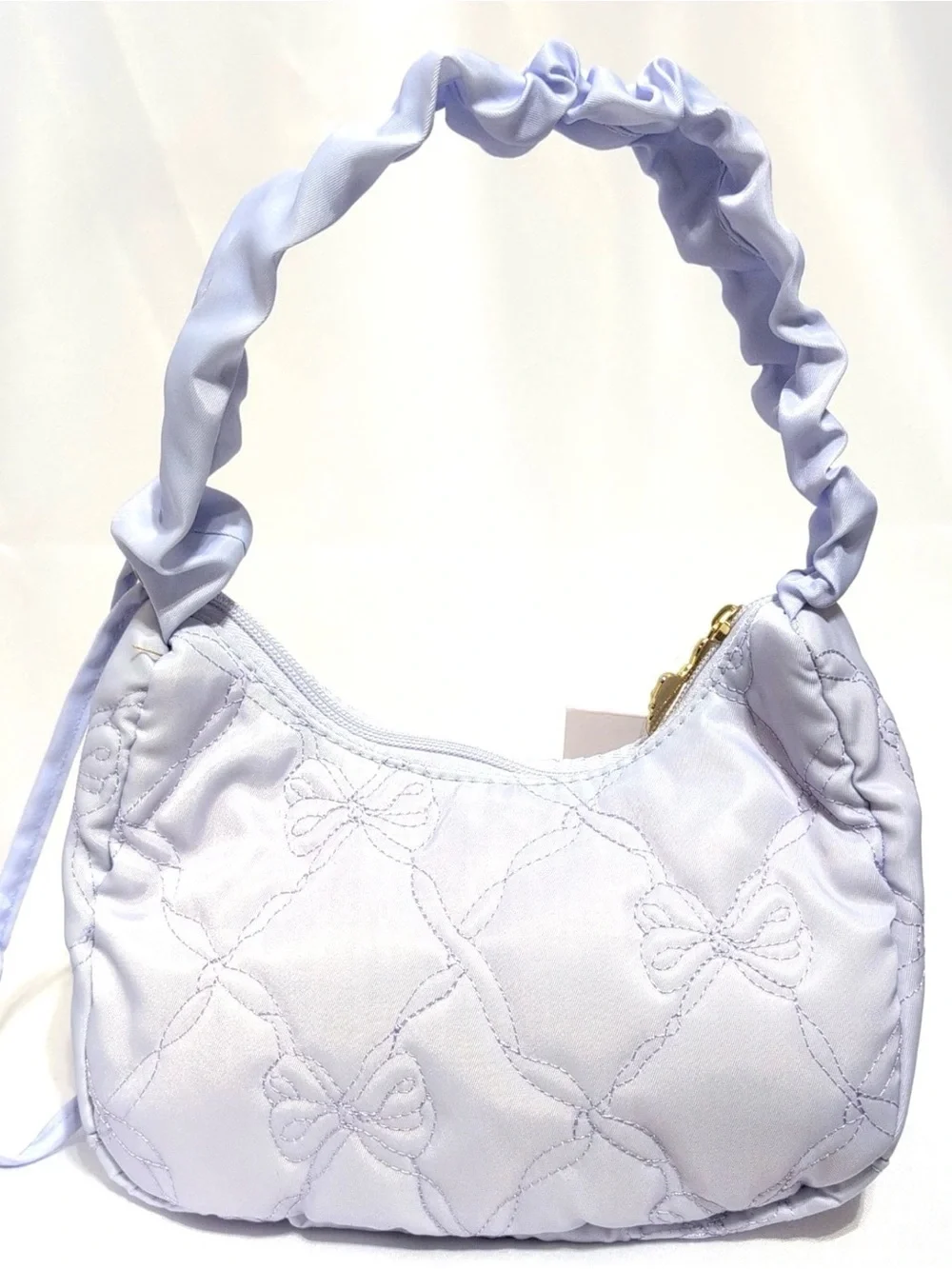 LoveShackFancy x Yoobi Lavender Quilted Shoulder Bag with Scrunch Handle NWT